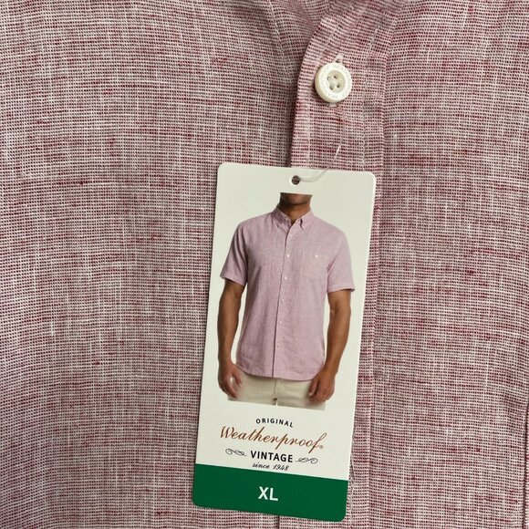 NEW Weatherproof Vintage Men's XL Red Short Sleeve Button-Up Linen Shirt - Picture 8 of 9